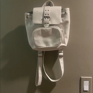 Elegant White Croc-Embossed Backpack